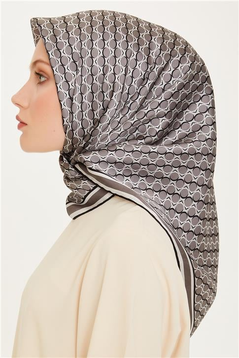 Armine Geometrik Desenli Sura Saf İpek Eşarp 9226D 81 81