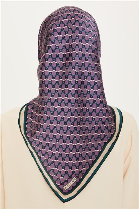Armine Geometrik Desenli Sura Saf İpek Eşarp 9226D 81 83