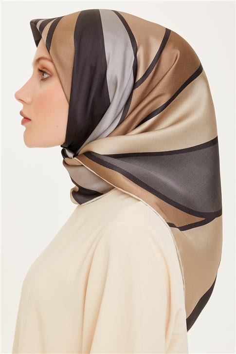 Armine Geometrik Desenli Sura Saf İpek Eşarp 9232D 84