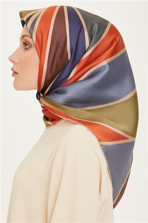 Armine Geometrik Desenli Sura Saf İpek Eşarp 9232D 86