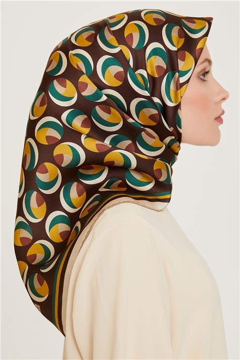 Armine Geometrik Desenli Sura Saf İpek Eşarp 9219D 05 31