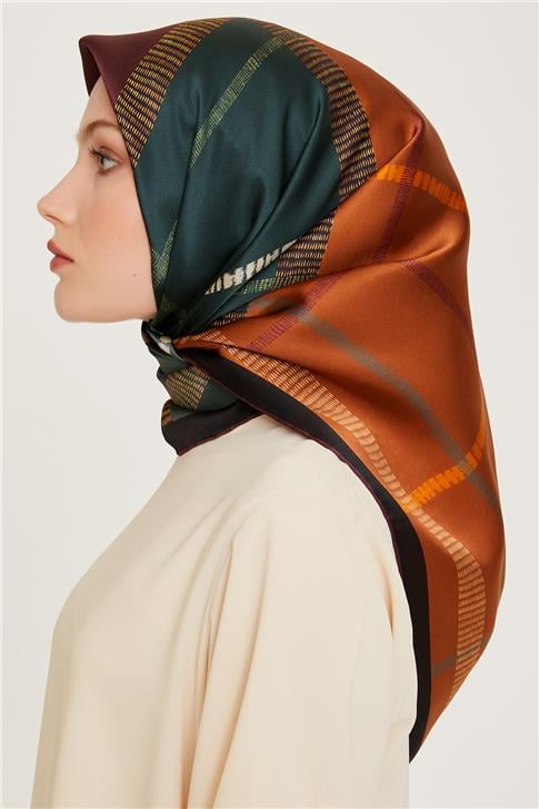 Armine Geometrik Desenli Sura Saf İpek Eşarp 9206D 33