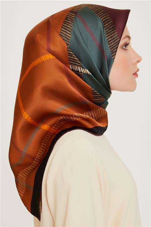 Armine Geometrik Desenli Sura Saf İpek Eşarp 9206D 33