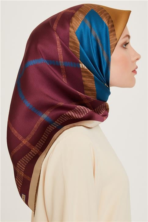 Armine Geometrik Desenli Sura Saf İpek Eşarp 9206D 10