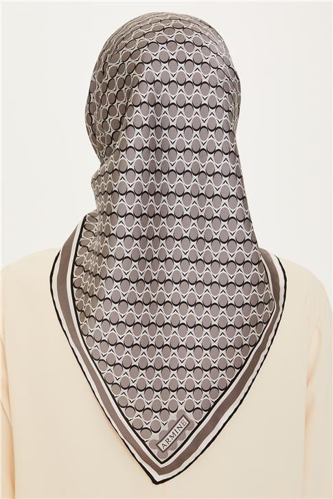 Armine Geometrik Desenli Sura Saf İpek Eşarp 9226D 81 81
