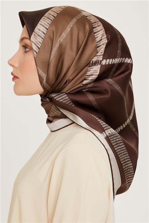 Armine Geometrik Desenli Sura Saf İpek Eşarp 9206D 87