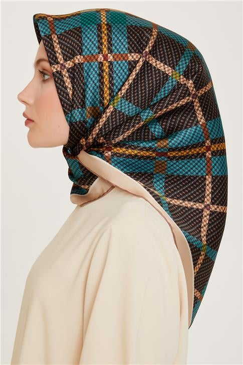 Armine Geometrik Desenli Sura Saf İpek Eşarp 9247D 37