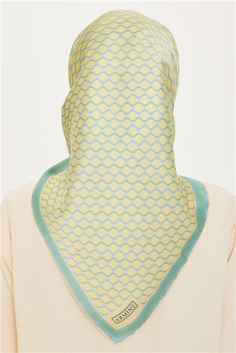 Armine Geometrik Desenli Sura Saf İpek Eşarp 9226D 81 55