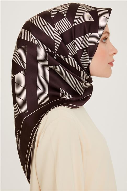 Armine Geometrik Desenli Sura Saf İpek Eşarp 9255D 83
