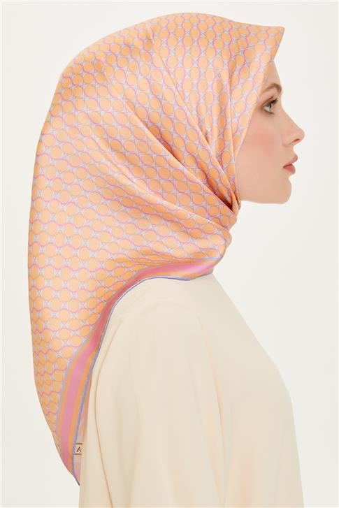 Armine Geometrik Desenli Sura Saf İpek Eşarp 9226D 81 56