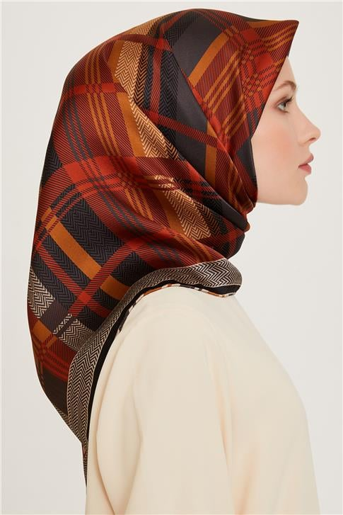 Armine Geometrik Desenli Sura Saf İpek Eşarp 9223D 33 85