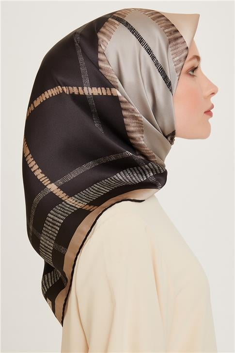 Armine Geometrik Desenli Sura Saf İpek Eşarp 9206D 83