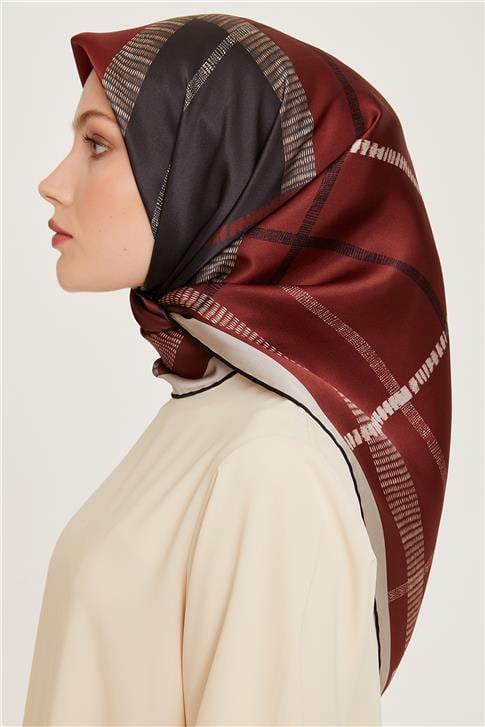 Armine Geometrik Desenli Sura Saf İpek Eşarp 9206D 81