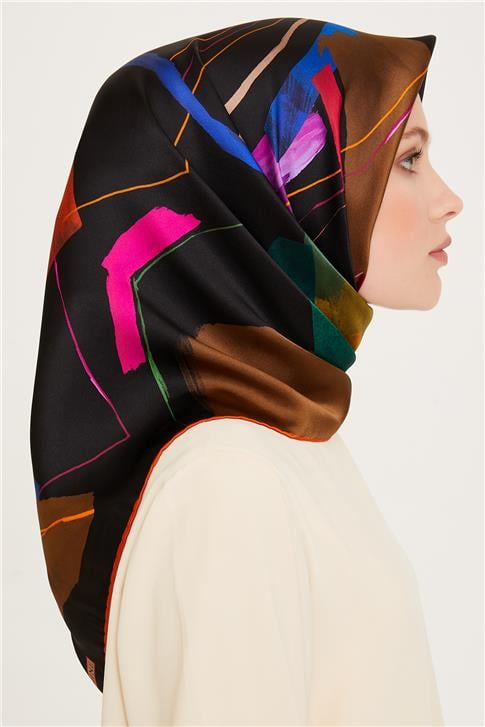 Armine Geometrik Desenli Sura Saf İpek Eşarp 9241D 82 02