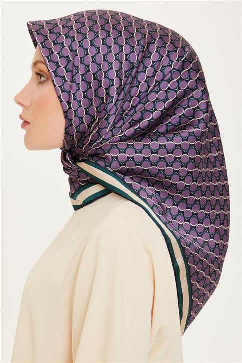 Armine Geometrik Desenli Sura Saf İpek Eşarp 9226D 81 83