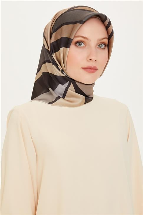 Armine Geometrik Desenli Sura Saf İpek Eşarp 9232D 84
