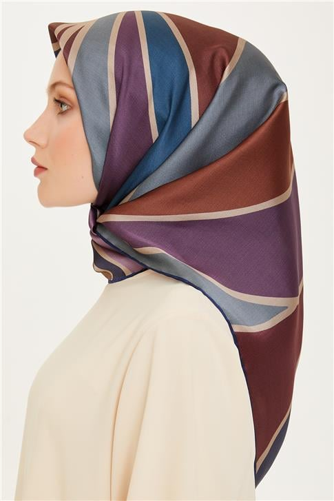 Armine Geometrik Desenli Sura Saf İpek Eşarp 9232D 32