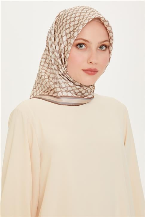 Armine Geometrik Desenli Sura Saf İpek Eşarp 9226D 81 11