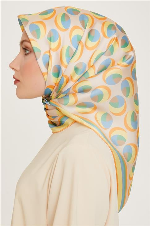 Armine Geometrik Desenli Sura Saf İpek Eşarp 9219D 05 54