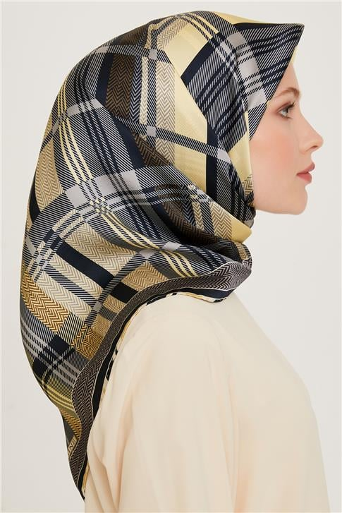 Armine Geometrik Desenli Sura Saf İpek Eşarp 9223D 33 31