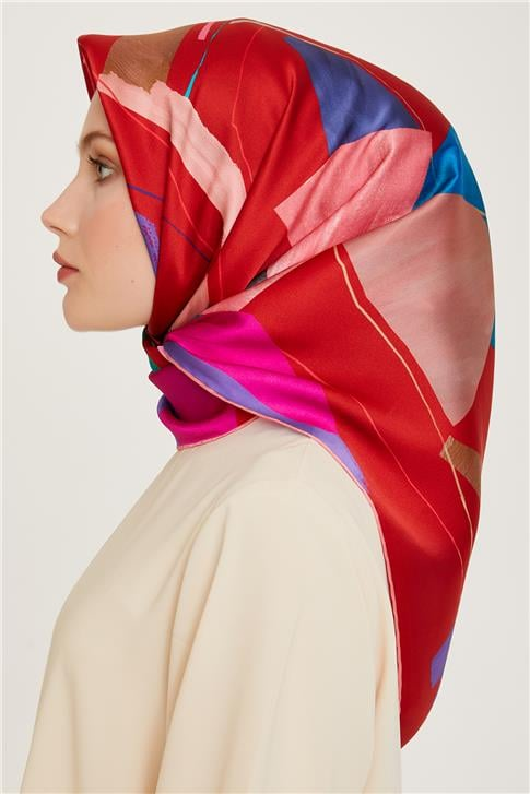 Armine Geometrik Desenli Sura Saf İpek Eşarp 9241D 82 82