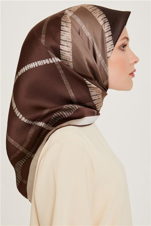 Armine Geometrik Desenli Sura Saf İpek Eşarp 9206D 87