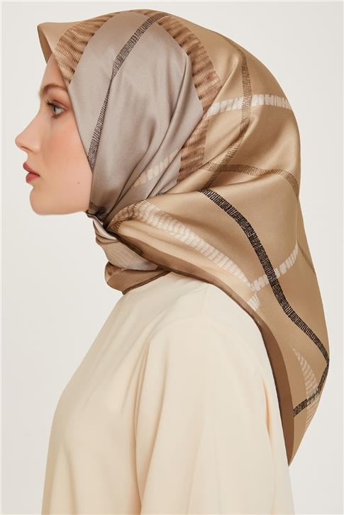 Armine Geometrik Desenli Sura Saf İpek Eşarp 9206D 11