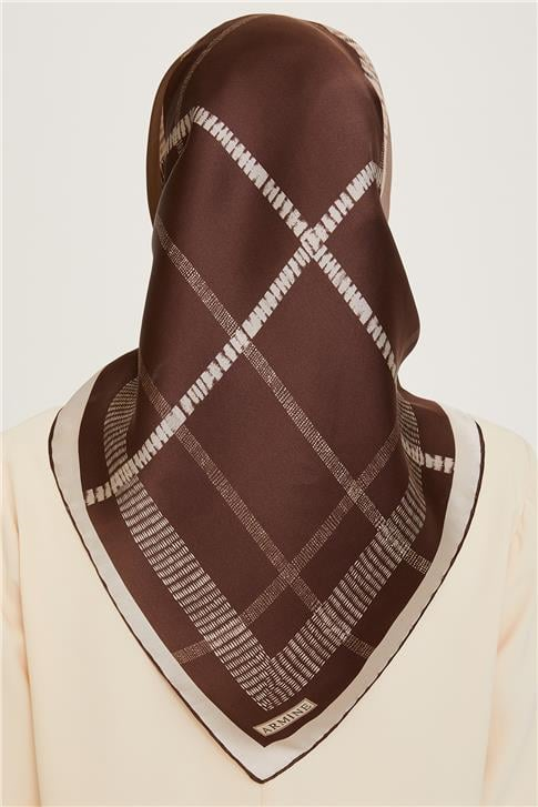 Armine Geometrik Desenli Sura Saf İpek Eşarp 9206D 87