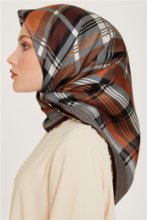 Armine Geometrik Desenli Sura Saf İpek Eşarp 9223D 33 01