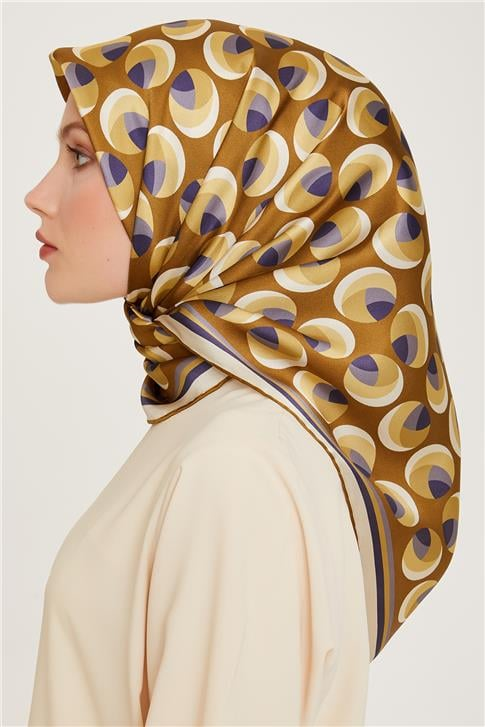 Armine Geometrik Desenli Sura Saf İpek Eşarp 9219D 05 06