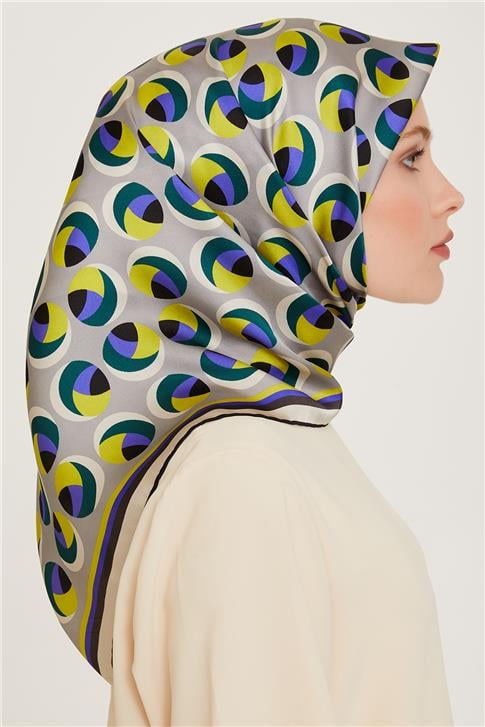 Armine Geometrik Desenli Sura Saf İpek Eşarp 9219D 05 82