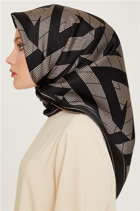 Armine Geometrik Desenli Sura Saf İpek Eşarp 9255D 81