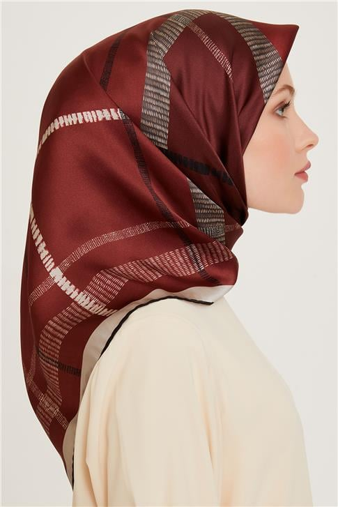Armine Geometrik Desenli Sura Saf İpek Eşarp 9206D 81