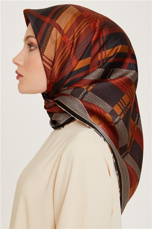 Armine Geometrik Desenli Sura Saf İpek Eşarp 9223D 33 85