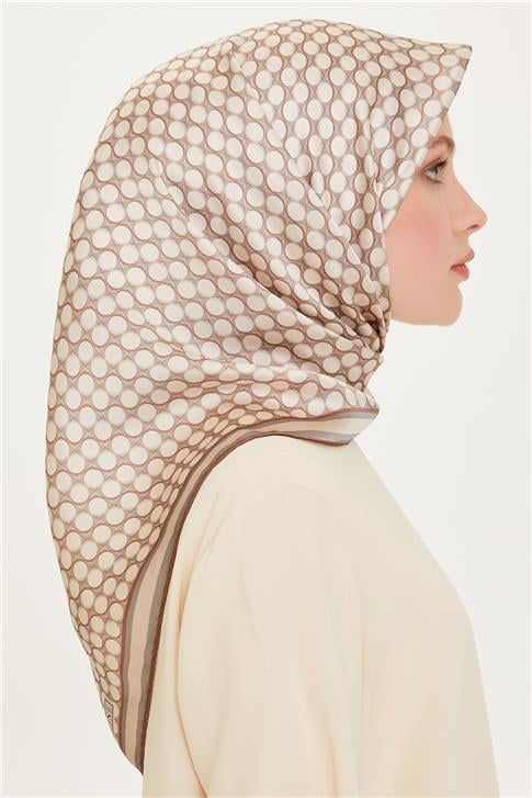 Armine Geometrik Desenli Sura Saf İpek Eşarp 9226D 81 11