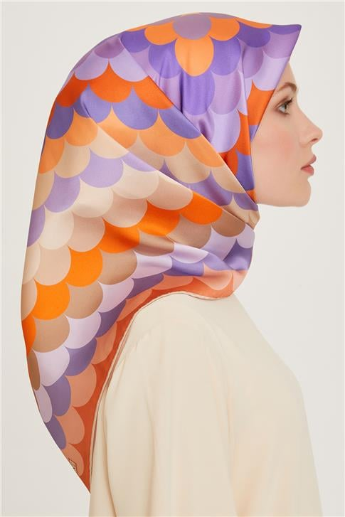 Armine Geometrik Desenli Sura Saf İpek Eşarp 9212D 41