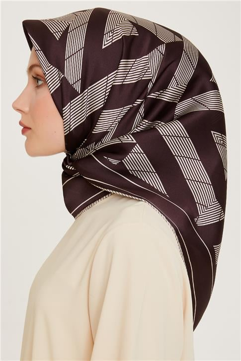 Armine Geometrik Desenli Sura Saf İpek Eşarp 9255D 83