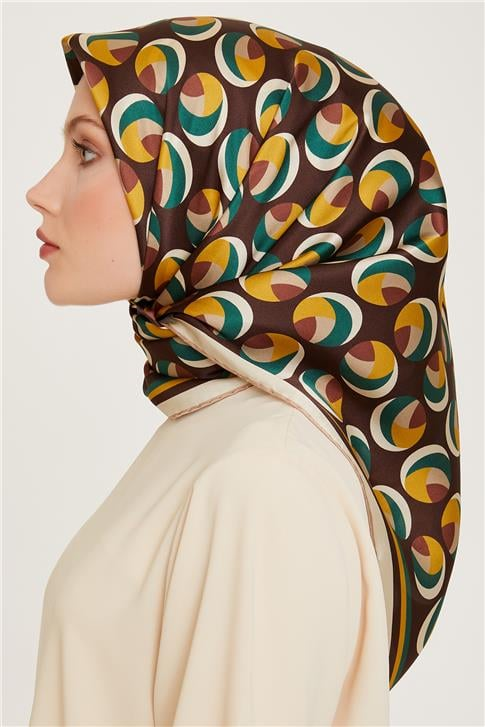 Armine Geometrik Desenli Sura Saf İpek Eşarp 9219D 05 31
