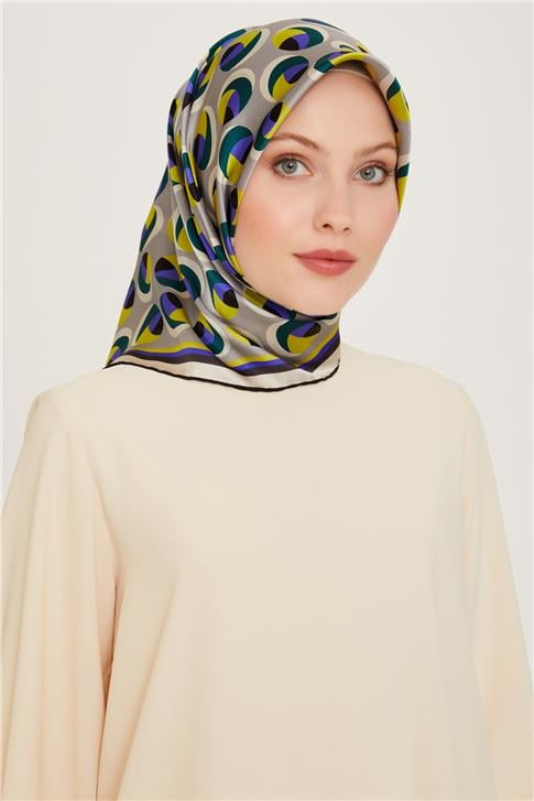Armine Geometrik Desenli Sura Saf İpek Eşarp 9219D 05 82