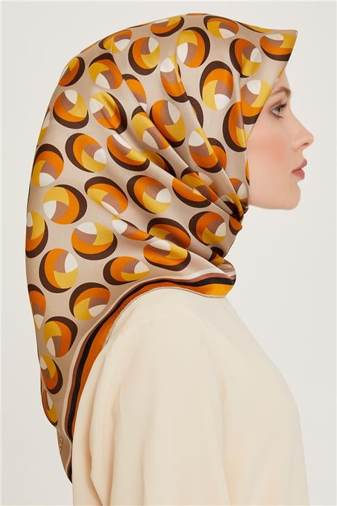 Armine Geometrik Desenli Sura Saf İpek Eşarp 9219D 05 38