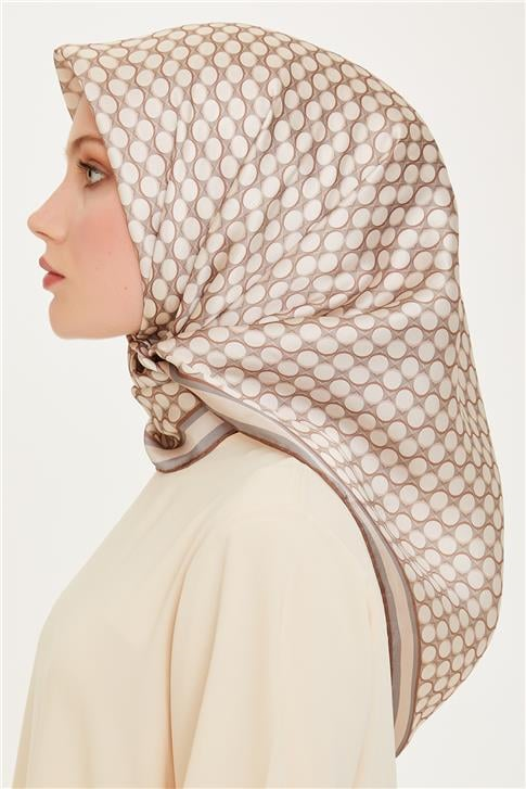 Armine Geometrik Desenli Sura Saf İpek Eşarp 9226D 81 11