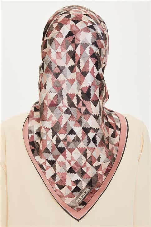 Armine Geometrik Desenli Sura Saf İpek Eşarp 9214D 86