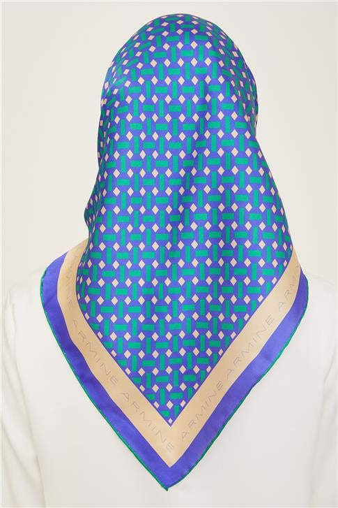 Armine Geometrik Desenli Twill İpek Eşarp 24Ya9151 4 80