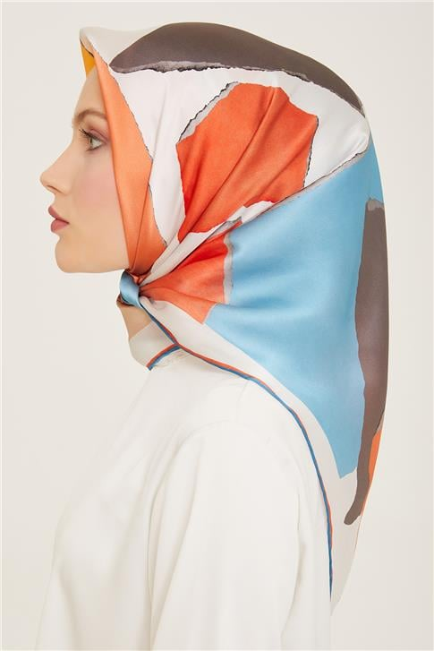 Armine Geometrik Desenli Twill İpek Eşarp 24Ya9125 83 05