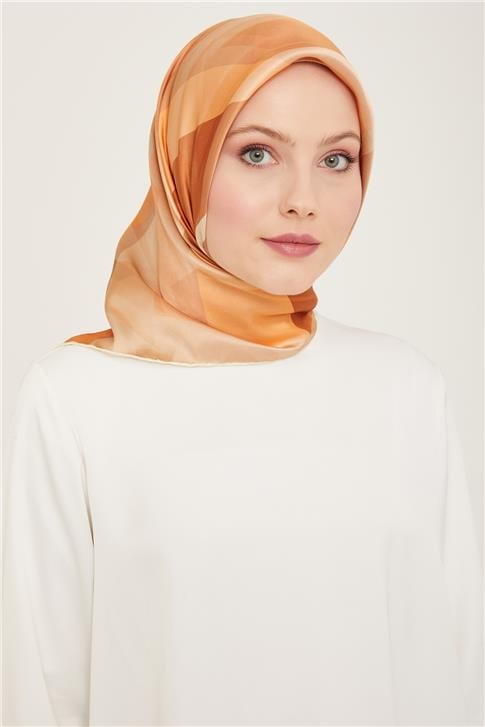 Armine Geometrik Desenli Twill İpek Eşarp 24Ya9137 55 55