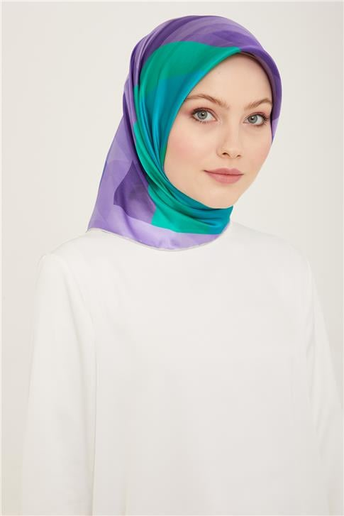 Armine Geometrik Desenli Twill İpek Eşarp 24Ya9137 55 81