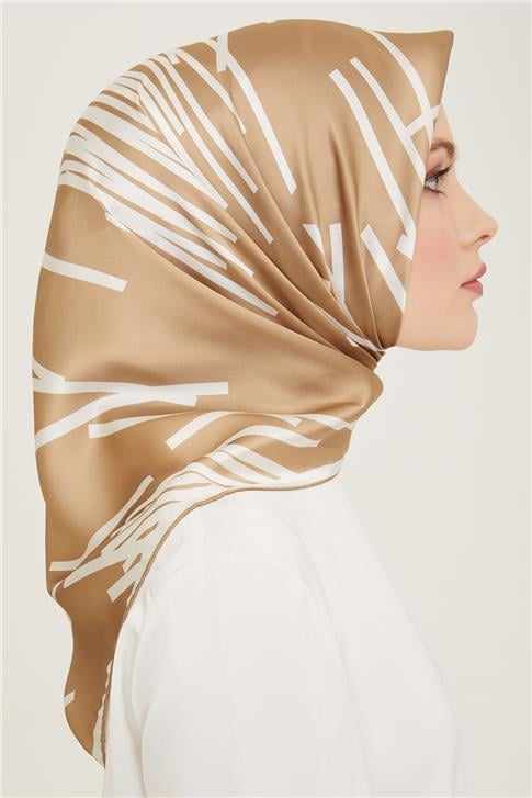 Armine Geometrik Desenli Twill İpek Eşarp 24Ya9157 54