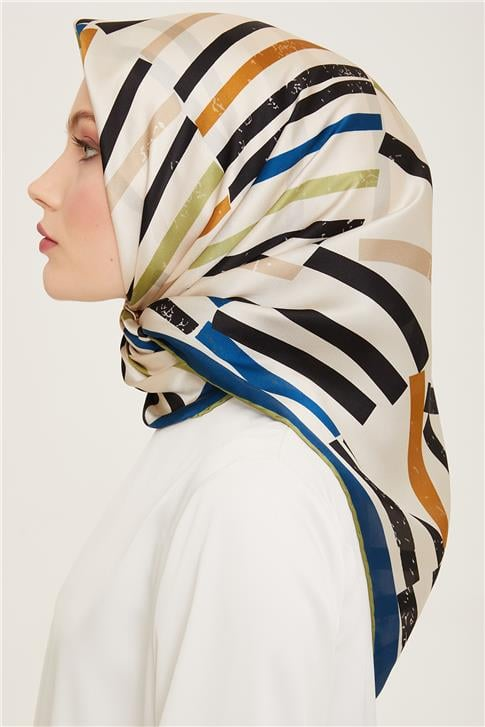 Armine Geometrik Desenli Twill İpek Eşarp 24Ya9101 2 85