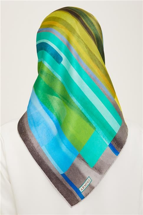 Armine Geometrik Desenli Twill İpek Eşarp 24Ya9147 36 53
