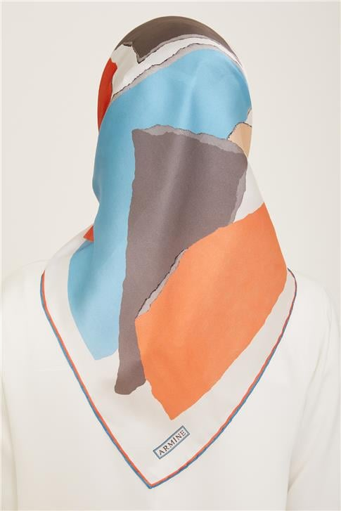 Armine Geometrik Desenli Twill İpek Eşarp 24Ya9125 83 05